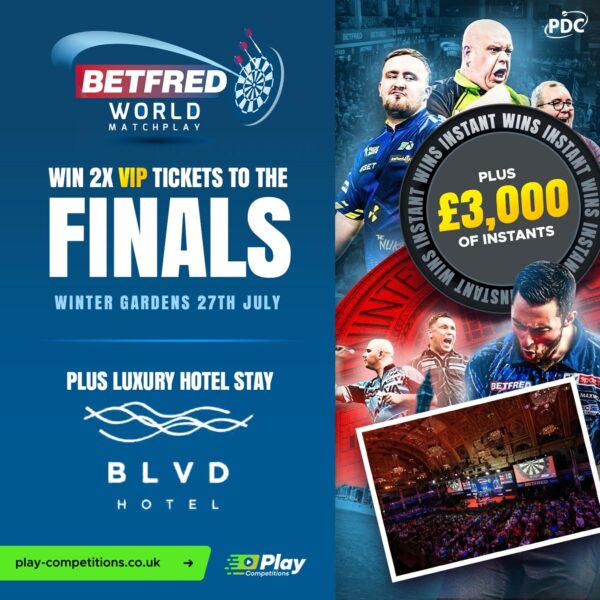 VIP WORLD MATCHPLAY DARTS FINALS TICKETS WITH 5* LUXURY STAY PLUS £3K WORTH OF INSTANTS